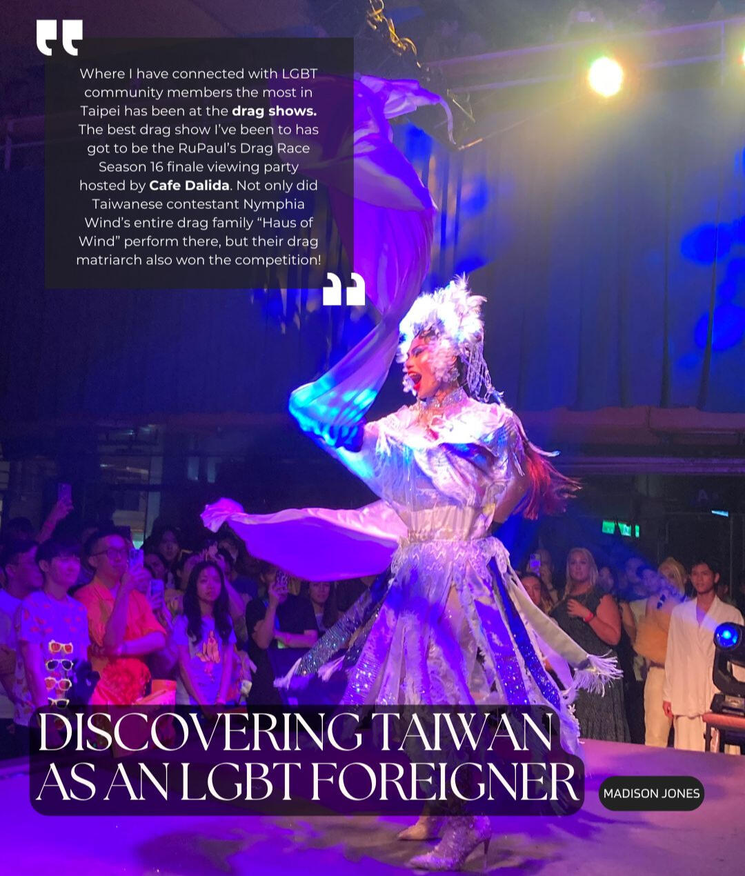Read my candid thoughts here Taiwanese drag queen in sparkling gown spins for cheering crowd