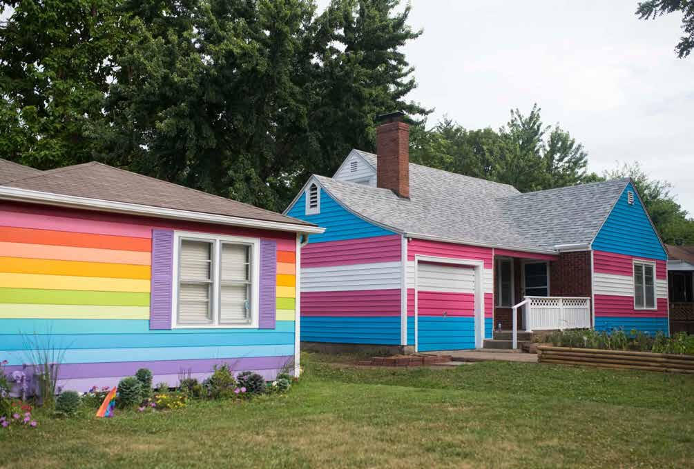 Rainbow flag house trans flag house