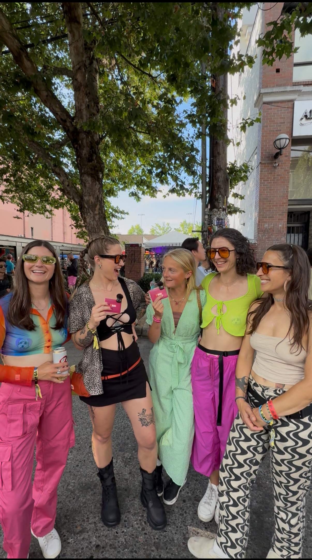 Seattle reporter Nova Berger interviews bachelorette party at music festival
